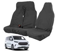 LIROPAU Fundas de Asiento Compatibles con Transit Custom 2013-2022 (3 plazas), Fundas de Asiento Negras Impermeables Cubierta del Asiento Delantero Amortiguar,Asientos de Conductor y Pasajero Doble