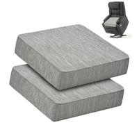 LIROPAU Juego de 2 cojines de asiento para silla, cojines de espuma viscoelástica de doble capa, cojín elevador, cojín grueso para tumbonas, sofás, sillones, extraíbles, 50 x 50 x 12,7 cm, gris