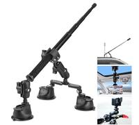 LIROPAU Juego de soporte de coche con ventosa triple, soporte de coche para cámara de acción Insta360 Gopro Akaso, palo selfie de 112 cm, soporte de ventosa triple para parabrisas y ventanas