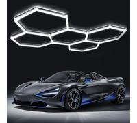 LIROPAU Lámpara LED Hexagonal para Garaje 192W 20160LM, Luces De Techo LED con Forma De Panal, Luz Blanca Día 6500K, Iluminación Modular sin Parpadeo, Estructura Panal para Taller, Almacén, Gimnasio