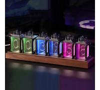 LIROPAU Reloj Nixie de Tubo, LED RGB Digital Tube Reloj con Función de Memoria de Apagado,Múltiples Modos Disponibles,Interruptor de 12/24 Horas, Aplicable a Regalos de Decoración del Hogar de Oficina