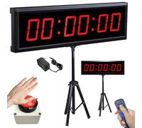 LIROPAU Temporizador de cuenta atrás, temporizador de gimnasio de 1,8 pulgadas con trípode, función de recuento de 6 dígitos, mando a distancia, cronómetro, reloj digital LED de 12/24 horas, adecuado