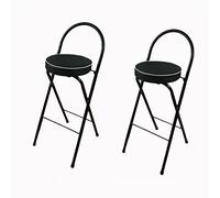 lirrebol Juego de 2 taburetes de Bar Plegables | Silla de Bar de Piel sintética con Asiento Acolchado y reposapiés para salón, Cocina y cafetería | Altura del Asiento: 70 cm/27,5 Pulgadas