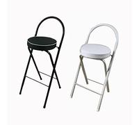 lirrebol Juego de 2 taburetes de Bar Plegables | Silla de Bar de Piel sintética con Asiento Acolchado y reposapiés para salón, Cocina y cafetería | Altura del Asiento: 60 cm/23,6 Pulgadas