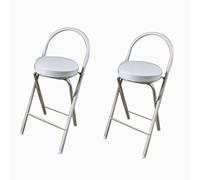 lirrebol Juego de 2 taburetes de Bar Plegables | Silla de Bar de Piel sintética con Asiento Acolchado y reposapiés para salón, Cocina y cafetería | Altura del Asiento: 70 cm/27,5 Pulgadas