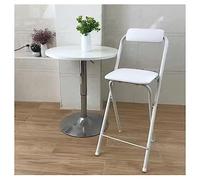 lirrebol Taburete de Bar Plegable Blanco con Respaldo y reposapiés - Silla Acolchada de Altura de mostrador para Camping, Cocina y Salas de Juegos, Altura del Asiento: 65 cm/25,6 Pulgadas