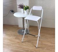 lirrebol Taburete Plegable portátil con Estructura de Metal Blanco, Respaldo y Asiento Acolchado. Silla Alta para cocinas, Bares y restaurantes. Altura del Asiento: 70 cm/27,5 Pulgadas.