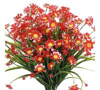 LiRRvb 12 paquetes de flores artificiales, 7 colores, resistentes a los rayos UV, margaritas artificiales para jarrón de interior