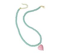 LiRRvb Cadena corta con cuentas para mujer, color caramelo, collar con colgante de corazón de amor, joyería para niñas, regalo de corazón colorido