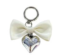 LiRRvb Colgante de corazón de plata con lazo delicado con forma de corazón, adorno elegante con lazo, colgante de bolsa, adorno único para bolso, B, Talla única