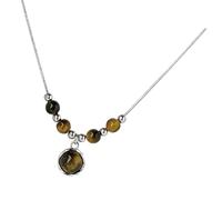 LiRRvb Collar con colgante de piedra de ojo de estilo retro, cadena de cordón de cuero, adecuado para una declaración de moda única, longitud ajustable, One Size, como se describe, como se describe