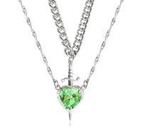 LiRRvb El diseño de collar doble con diseño de espadas ofrece una mezcla de personalidad y significado para el juego de collar de corazón y espadas juveniles a la moda, One Size, como se describe