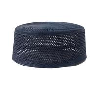 LiRRvb Gorro de oración tejido transpirable Kufi Gorras de calavera indio turbante de algodón tejido Kufi, azul marino, XL