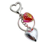 LiRRvb Llavero con colgante de corazón de fresa/tomate para mujeres y niñas, accesorio de moda para bolso y mochila, dije para bolso de mujer, Fresa, Talla única