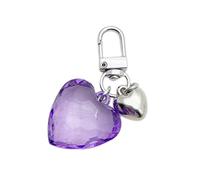 LiRRvb Llavero de corazón personalizado para parejas, hecho a mano, llavero de aleación único para fundas de auriculares, llavero de bolsa de moda, Morado (, Talla única