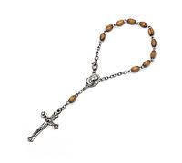 LiRRvb Pulsera de cuentas de madera fragante con cruz religiosa, regalo de bautizo, joyería para mujeres y hombres, regalo del día de San Valentín, rosario