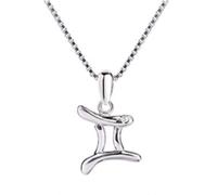 LIRU Cadena Plata,S925 Collar De Plata De Ley para Mujeres Signos del Zodiaco Zircón Collar Gemini Colgante Collar De Moda Accesorio Collar Regalo Joyería para Niñas