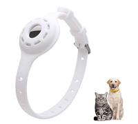 LiRui.R Airtag Funda Protectora de Silicona Que Brilla en la Oscuridad Collar Ajustable Collar Llamativo de prevención de pérdidas para Gatos y Perros pequeños(Blanco)