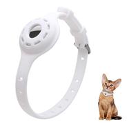LiRui.R Airtag Funda Protectora de Silicona Que Brilla en la Oscuridad Collar Ajustable Collar Llamativo de prevención de pérdidas para Gatos y Perros pequeños(Blanco)
