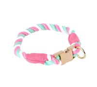 LiRui.R Collare intrecciato per cani Collare in Corda di Cotone morbido e Resistente Palette di Colori Macaron Adatto a Tutte le razze(Rosa Sakura,XL)