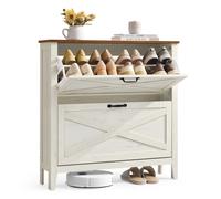 VASAGLE Mueble Zapatero con 2 Cajones Abatibles, Estilo Rústico