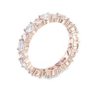 Lirzxin Alianza de boda, anillo de compromiso para mujer de oro rosa de 14 quilates elegante Eternidad Fila con moissanita rectangular redondo anillos de boda mujer oro rosa para promesa, 13, Oro rosa
