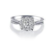 Lirzxin Alianza de boda de oro blanco para mujer, anillos de boda clásicos brillantes de 4 puntas redondas de moissanita para aniversario, oro blanco, 10, Oro blanco, Moissanita