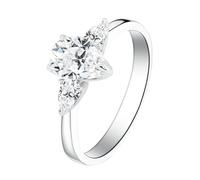 Lirzxin Alianza de boda para mujer, anillo de boda de oro blanco de 14 quilates, simple con 3 puntas, moissanita de 1 ct - 3 ct, anillos de compromiso para mujer, de oro blanco, 16, Oro blanco de 9