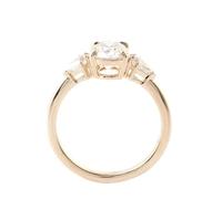 Lirzxin Alianza de boda para mujer, anillos de oro de 18 quilates para mujer, elegante diseño geométrico con moissanita ovalada de 4 garras, anillos de oro amarillo de 1 quilate y 3 quilates, 7.5, Oro