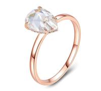 Lirzxin Alianza nupcial, anillos mujer boda oro rosa 14 K clásico con 4 garras moissanita de gota de agua de 1 ct - 3 ct anillo de compromiso mujer oro rosa para promesa, 11, 9k Oro Rosa, Moissanita