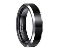 Lirzxin Alianzas de boda de carburo de tungsteno para hombres, anillos de compromiso para hombres de 6 mm/8 mm de ancho, superficie abovedada simple y superficie plana, Acero de tungsten, Sin piedra