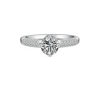Lirzxin Alianzas de boda de oro blanco 750 de 18 K, anillos de compromiso para mujer, elegantes, media eternidad, con 4 puntas, redondas, moissanita, 0,8 ct, anillos de amistad, anillos de pareja, oro