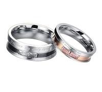Lirzxin Anillo de acero inoxidable para mujer y hombre, anillos de compromiso de 5/7 mm You are my only love con circonitas personalizables alianzas/boda/boda plata, Donna Misura 12 & Uomo Misura 22,