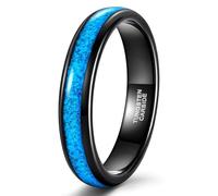 Lirzxin Anillo de aniversario de carburo de tungsteno para mujeres y hombres, anillos de compromiso de boda para mujeres y hombres, anillo de turquesa pulido de 4 mm de ancho, Acero de tungsten, Sin