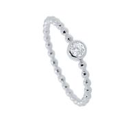Lirzxin Anillo de aniversario para mujer, anillo de compromiso de oro blanco de 18 quilates para mujer, diseño de cuentas simples, anillos solitarios redondos de moissanita, oro blanco, Q 1/2, Oro