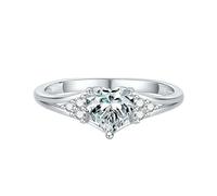 Lirzxin Anillo de boda de aniversario, oro blanco de 18 quilates, anillos de promesa para mujer, corona clásica, corazón, moissanita, anillos de oro blanco de 0,75 quilates, 7.5, Oro blanco de 9