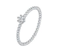 Lirzxin Anillo de boda de aniversario, oro blanco de 18 quilates, anillos de promesa para mujer, diseño simple de fila de cuentas, solitario redondo, moissanita de 0,1 quilates, oro blanco, L 1/2, Oro