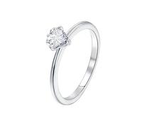Lirzxin Anillo de boda de aniversario para mujer, anillos de compromiso de oro blanco de 18 quilates para mujer, anillo de oro blanco de 0,75 quilates con corazón solitario simple y moissanita, 4.5