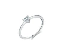 Lirzxin Anillo de boda de aniversario para mujer, oro blanco de 18 quilates, anillo de compromiso para ella, simple corazón solitario, moissanita, anillo de oro blanco de 0,25 quilates, L 1/2, Oro