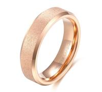 Lirzxin Anillo de boda de carburo de tungsteno para mujeres y hombres, anillos de compromiso para mujeres y hombres, parejas, 4 mm/6 mm de ancho, cepillado con borde biselado, Acero de tungsten, Sin