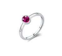 Lirzxin Anillo de boda de oro blanco 750 18 K, anillo de boda para mujer, sencillo, ovalado, laboratorio, creado en laboratorio, rubí de 0,4 ct y redondo, moissanita, anillos de amistad, anillos de