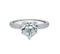 Lirzxin Anillo de boda de oro blanco 750 18 K, anillos de amistad para mujer, elegante, media eternidad, con corazón, moissanita, 1,75 ct, anillo de boda, anillos de compromiso, anillos de boda