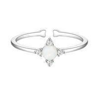 Lirzxin Anillo de boda de oro blanco 750 de 18 K, anillo de compromiso para mujer, ajustable, diseño de rombos abiertos, con moissanita, ópalo redondo, anillos de amistad, anillos de pareja, oro