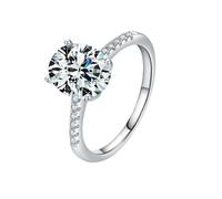 Lirzxin Anillo de boda de oro blanco 750 de 18 K, anillo de compromiso para mujer, de lujo, media eternidad, con 4 puntas, ovalado, moissanita, 3 ct, anillos de amistad, anillos de pareja, oro blanco