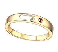 Lirzxin Anillo de boda de oro de 18 quilates para mujeres y hombres, anillos de compromiso simples para parejas, unisex, adultos, diseño de huella hueca, rubí y moissanita creada en laboratorio