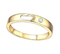 Lirzxin Anillo de boda de oro de 9 quilates para mujeres y hombres, anillos de compromiso simples para parejas, unisex, diseño de huella hueca con diamante redondo creado en laboratorio, oro rosa, W 1
