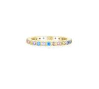 Lirzxin Anillo de boda para mujer de oro 750 de 18 quilates, diseño de fila eterna, con incrustaciones redondas, topacio, cristal, citrino, anillos de amistad, anillos de pareja, oro amarillo, 53