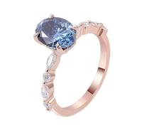 Lirzxin Anillo de boda para mujer, oro rosa 750, 18 K, anillos de boda, anillos de pareja, anillos de amistad, anillo de eternidad con 4 garras, ovalado, azul, moissanita, 1 ct-3 ct, anillo de