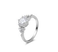 Lirzxin Anillo de compromiso, anillos mujer boda oro blanco 14 K elegante de 6 puntas moissanita redondo de 1ct-3ct anillo mujer vintage oro blanco para promesa, 15, Oro blanco de 18 quilates