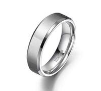 Lirzxin Anillo de compromiso de acero de titanio para mujeres y hombres, anillos de compromiso para mujeres, hombres, parejas, anillo clásico cepillado liso con borde biselado, Acero de titanio, Sin